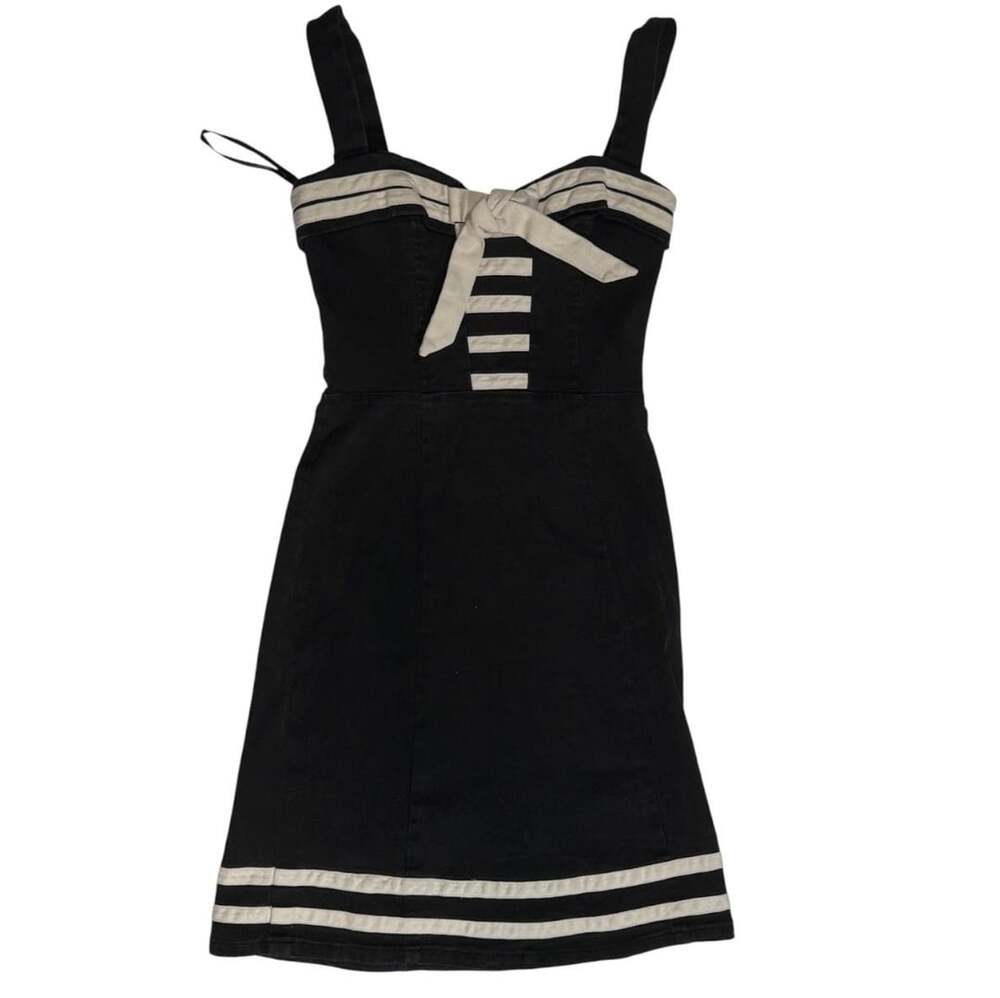 Betsey Johnson Sailor Dress Size 4 Black White Pinup Rockabilly Sailor
